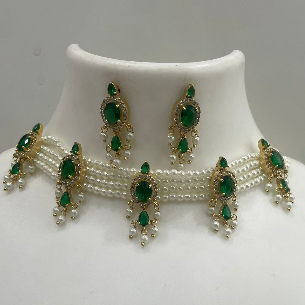 Green AD and Pearl Choker CH1106