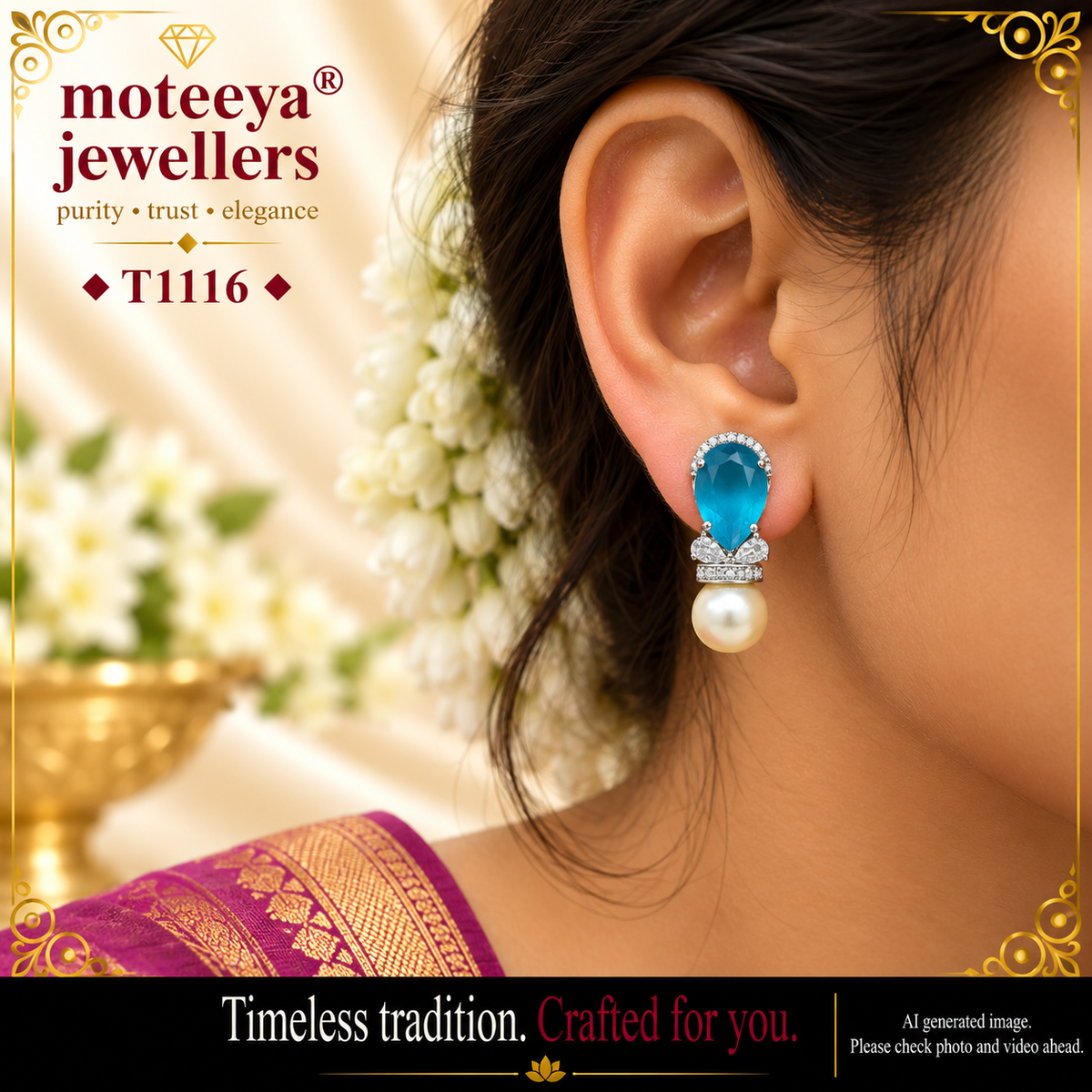 Drop shape stone earing T1116 1116