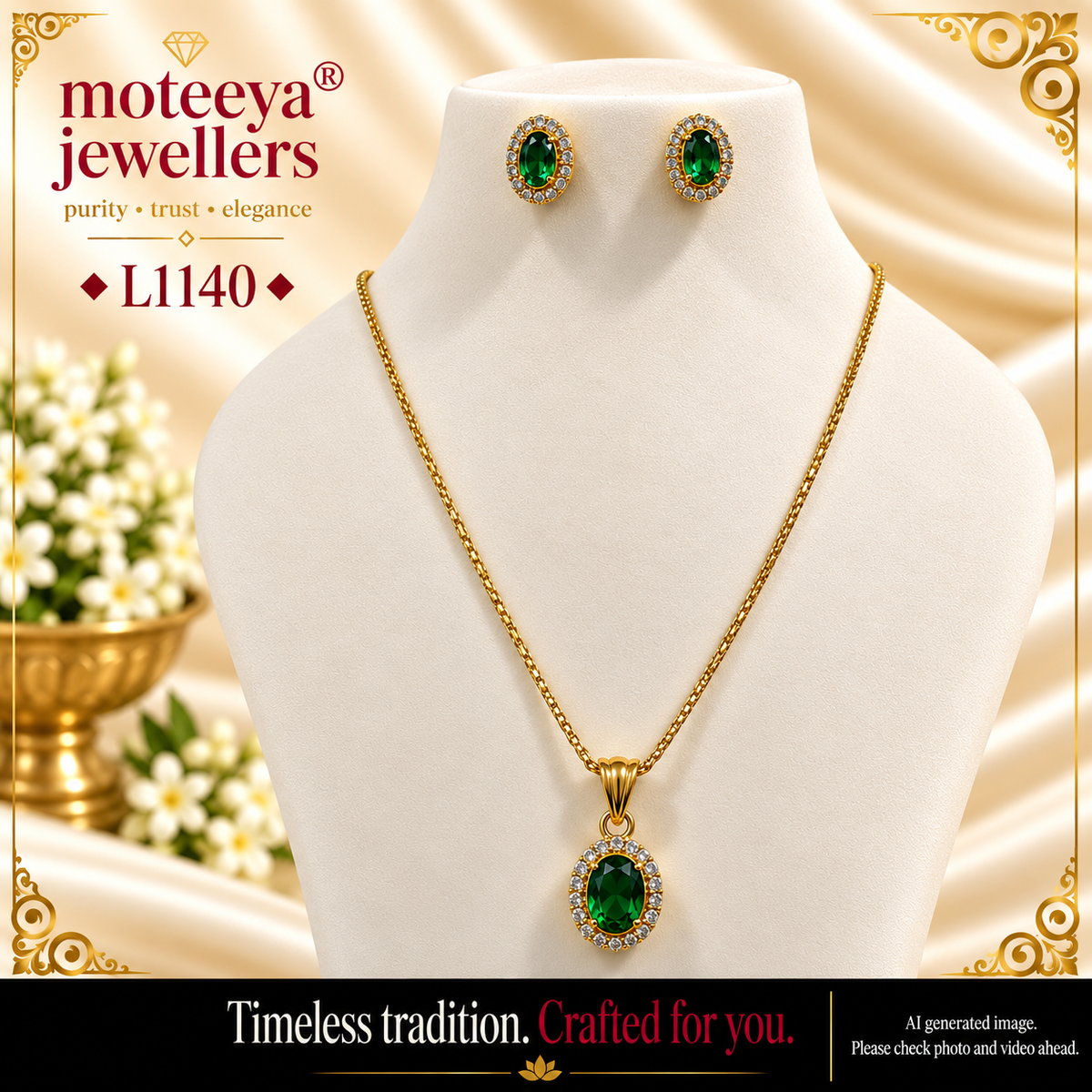 Single stone locket set L1140 1140