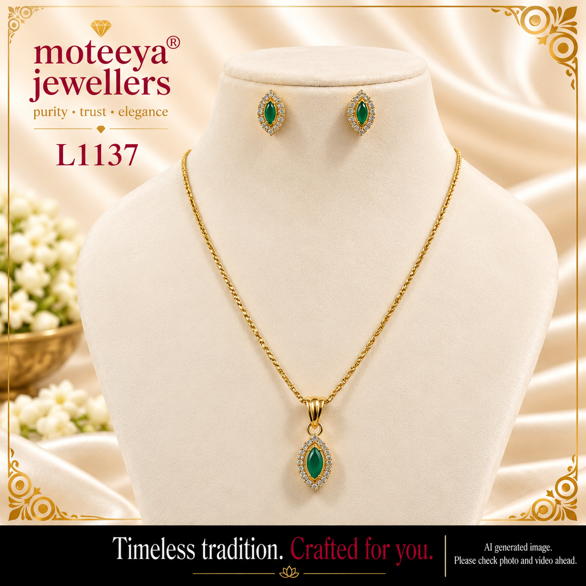 Single stone locket Set L1137 1137