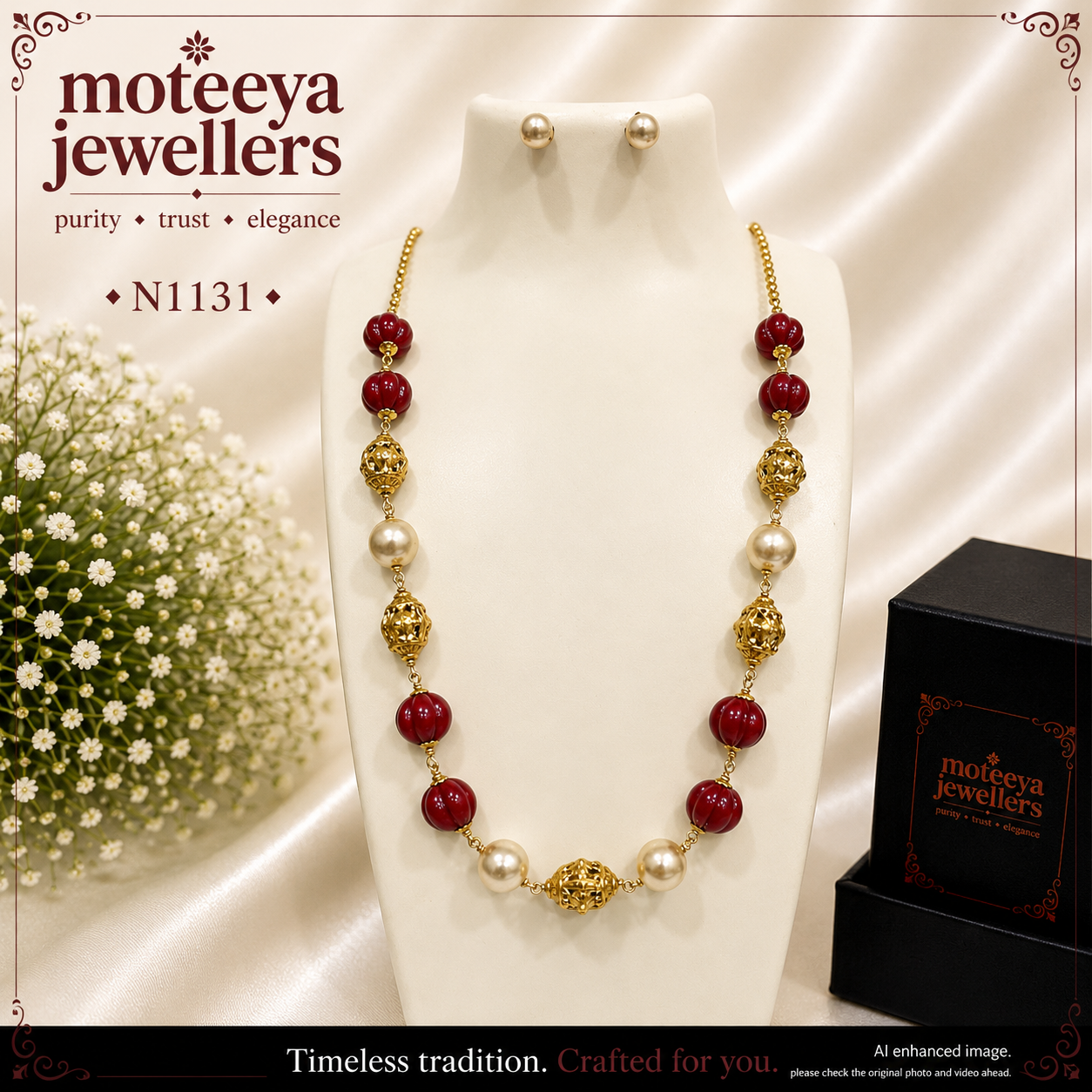 Coral and pearl Necklace N1131 1131