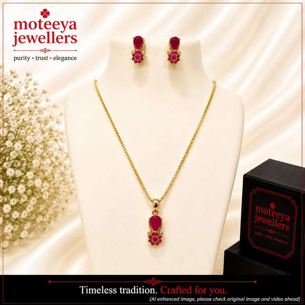 Rani pink stone locket set with chain L1106 1106