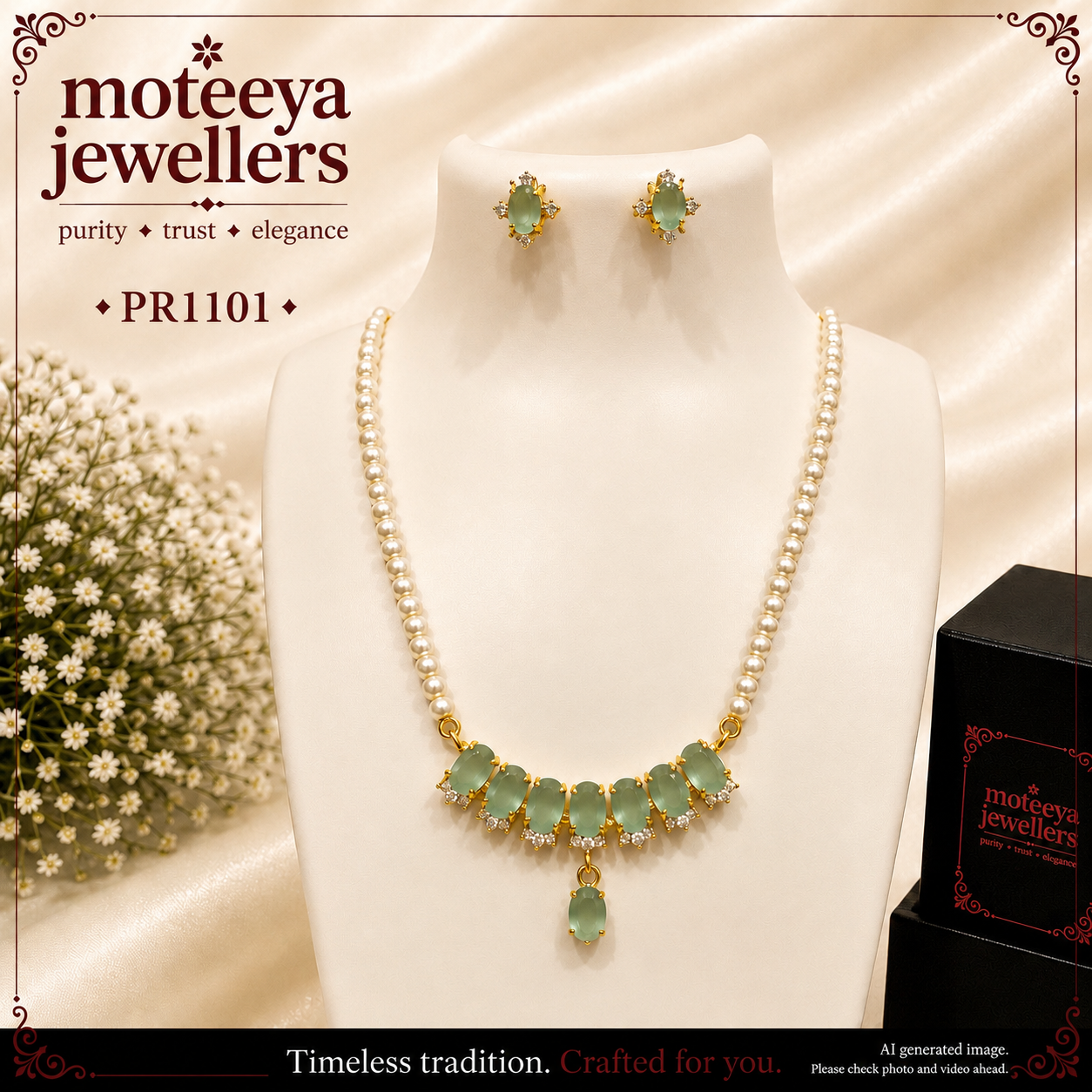 Baby blue bar pendant set PR1101 1101