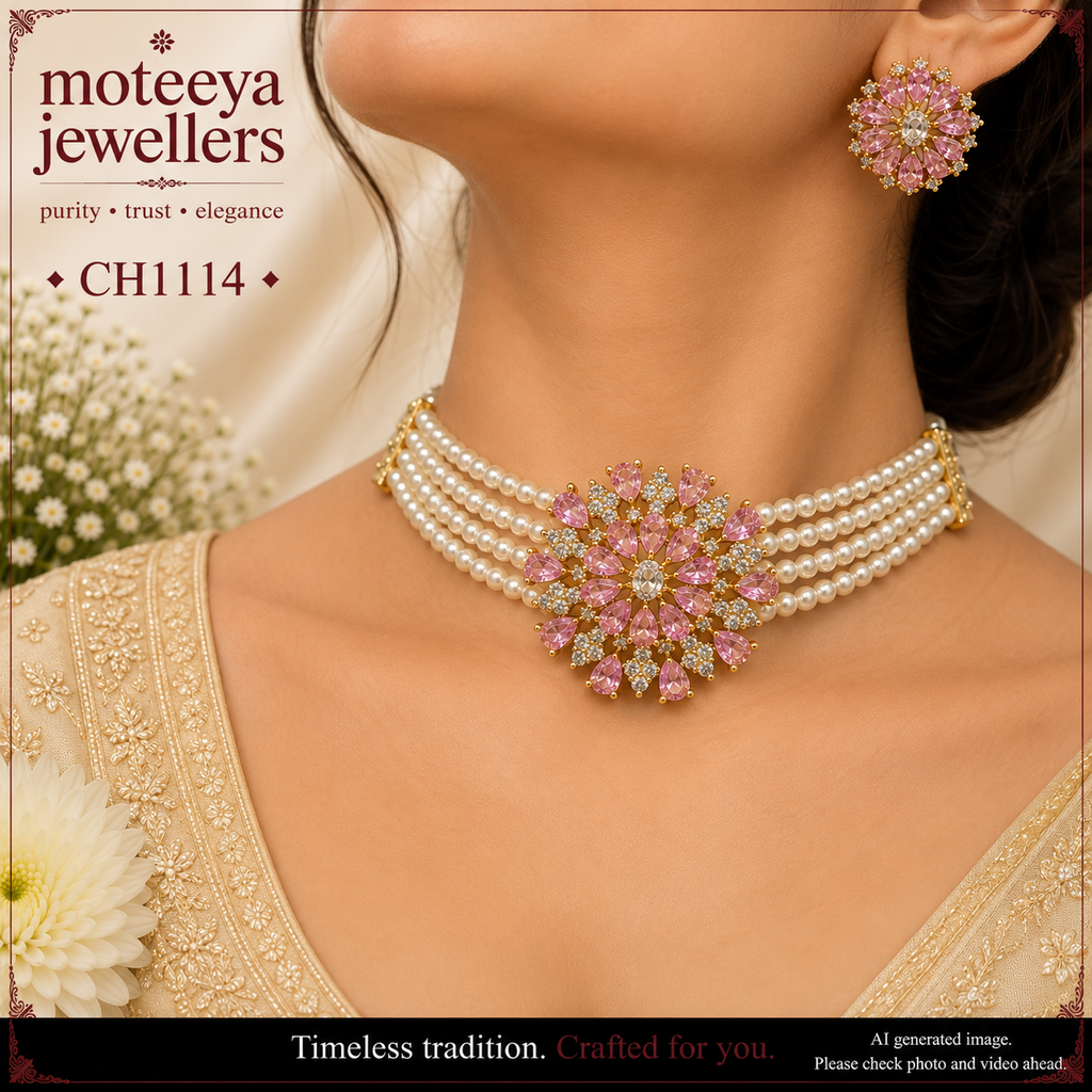 Baby pink choker CH1114