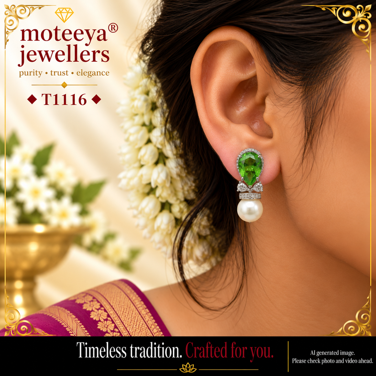 Drop shape stone earing T1116 1116