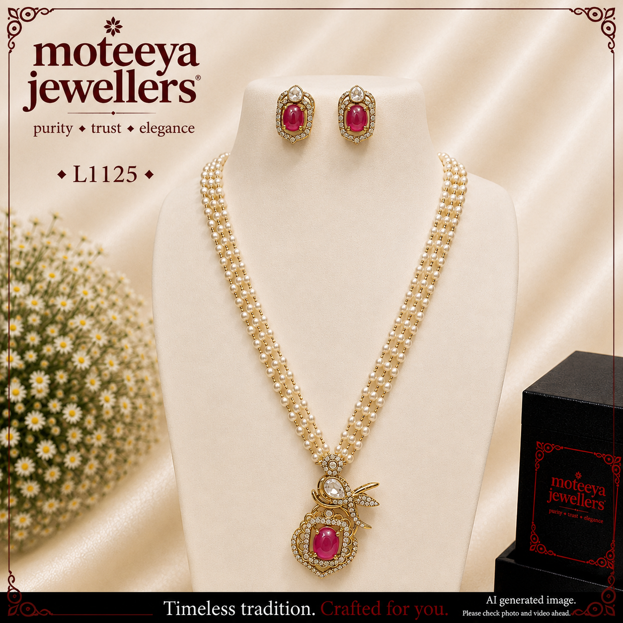 AD single stone Locket Set L1125 1125