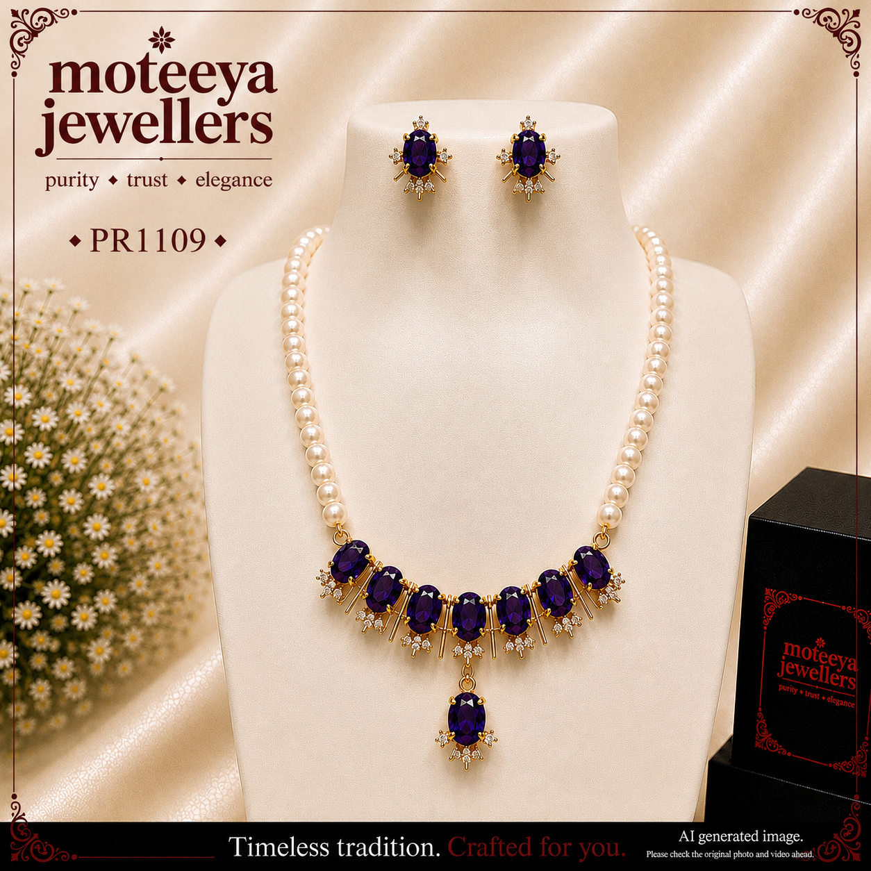 Purple bar pendant set PR1109 1109