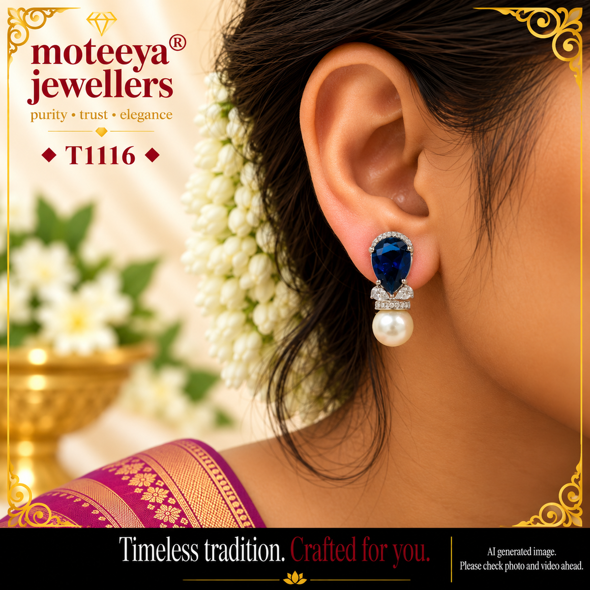 Drop shape stone earing T1116 1116
