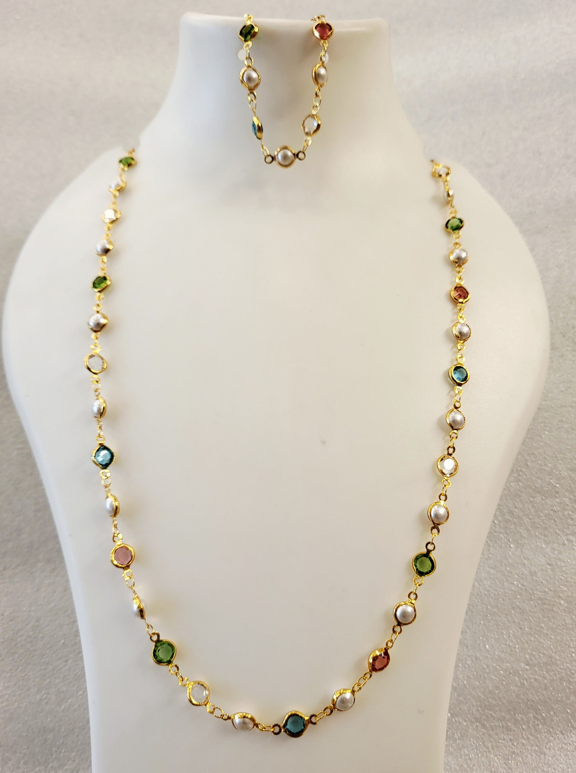 Multi Colour Necklace Set with Bracelet m646 646