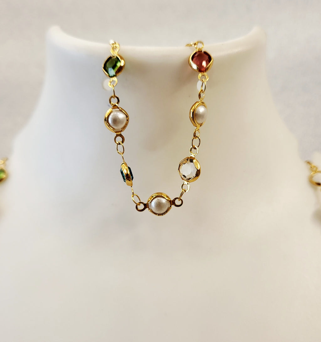 Multi Colour Necklace Set with Bracelet m646 646