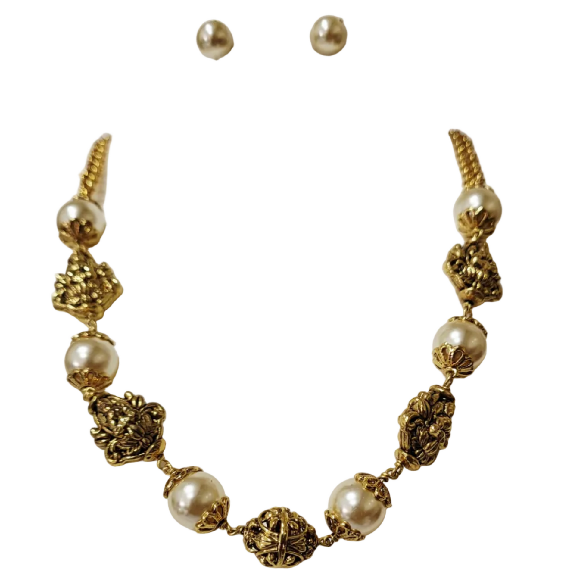 Antique Beads and Capped Moti Necklace pAa594 594