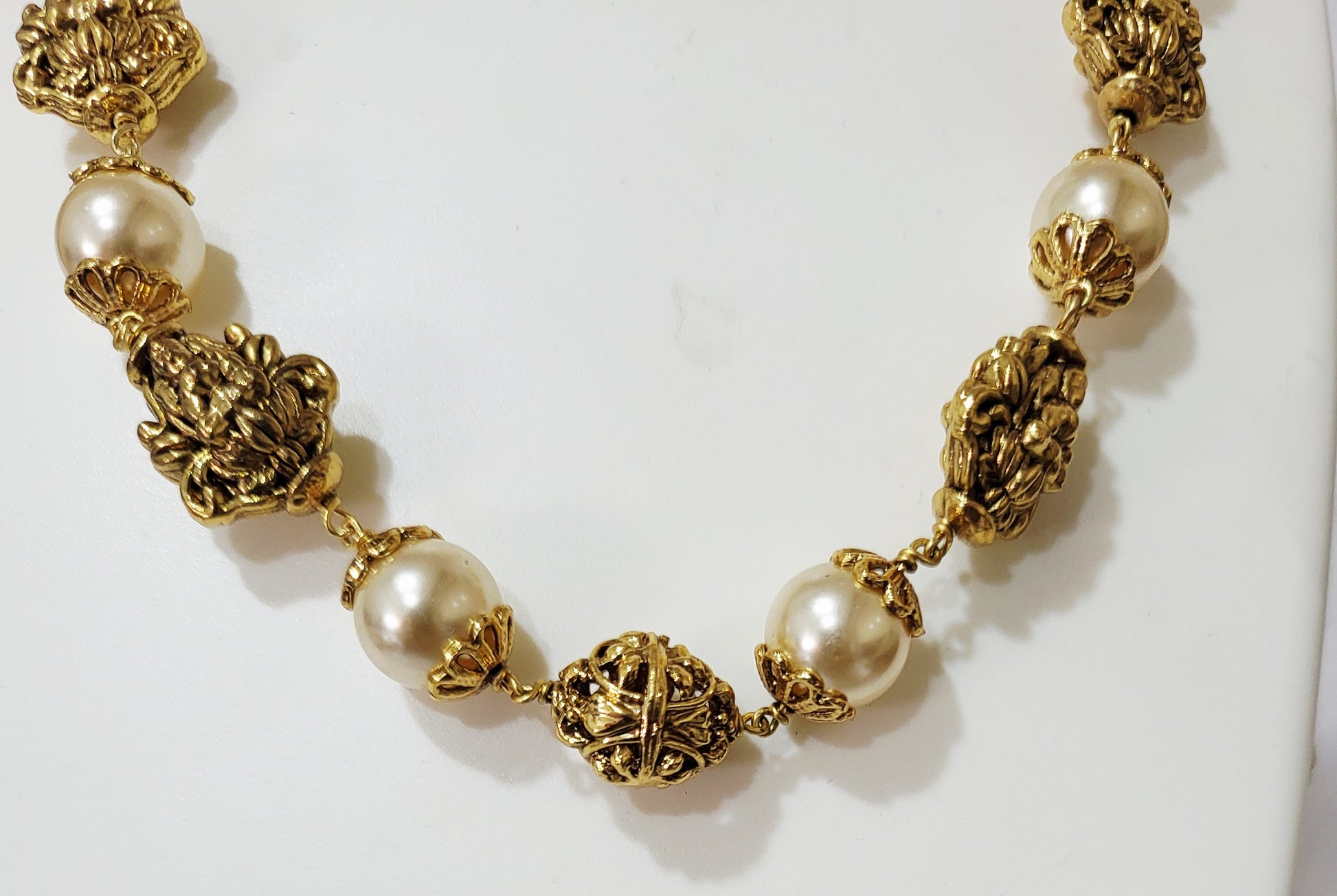 Antique Beads and Capped Moti Necklace pAa594 594