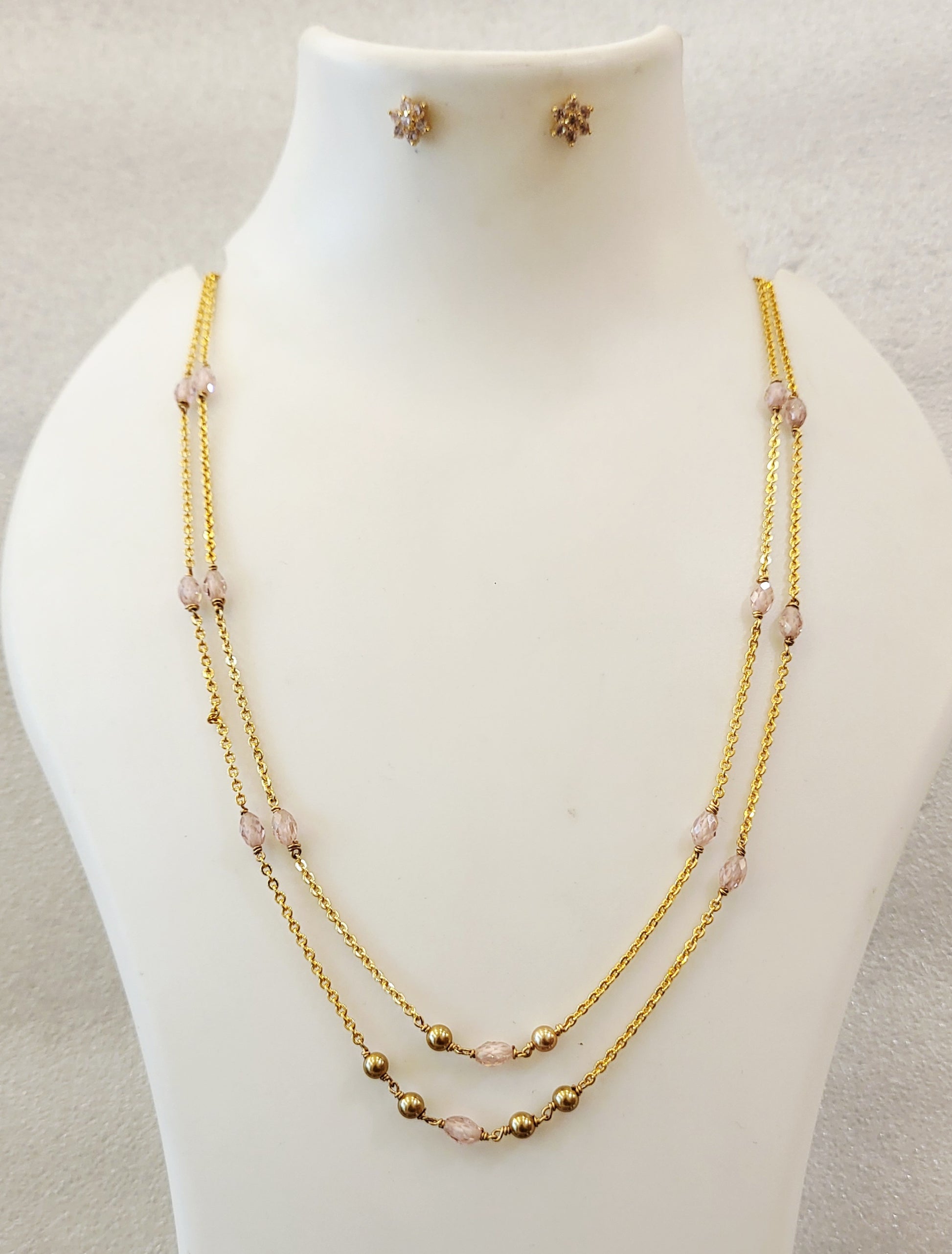 Pink Beads and Chain Set m599