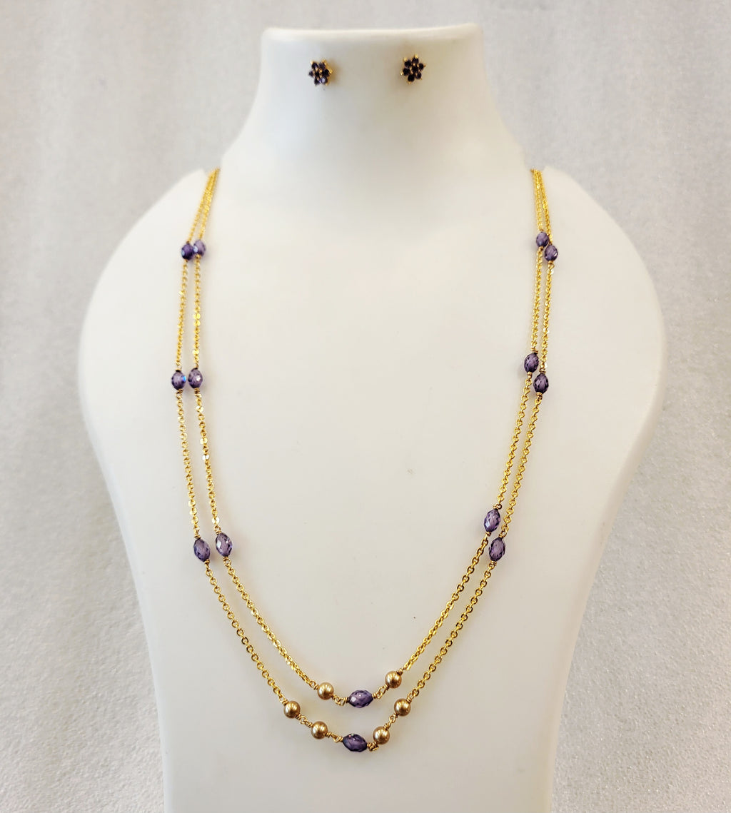 Ameythyst Colour Chain Necklace with Tops m629 629