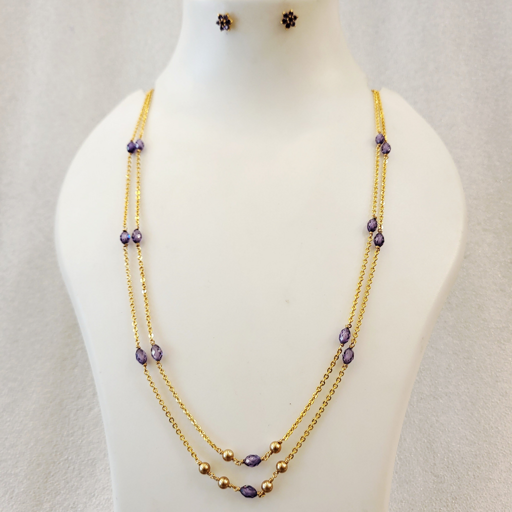 Ameythyst Colour Chain Necklace with Tops m629 629