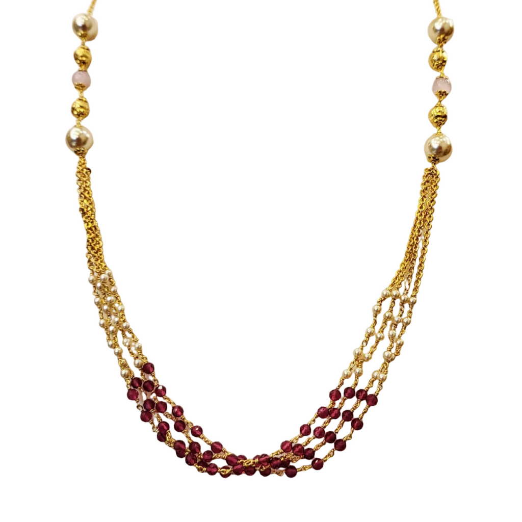 Pink Crystal Chain Necklace Set m618 618