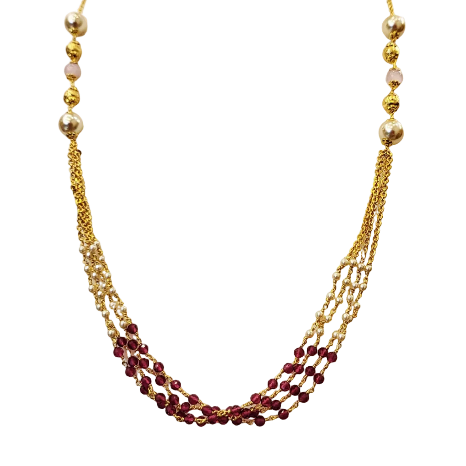 Pink Crystal Chain Necklace Set m618 618
