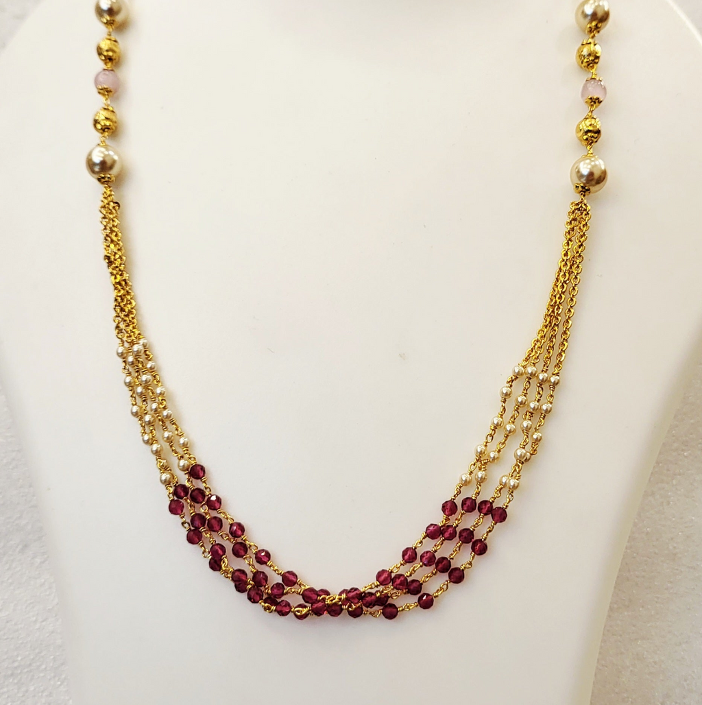 Pink Crystal Chain Necklace Set m618 618