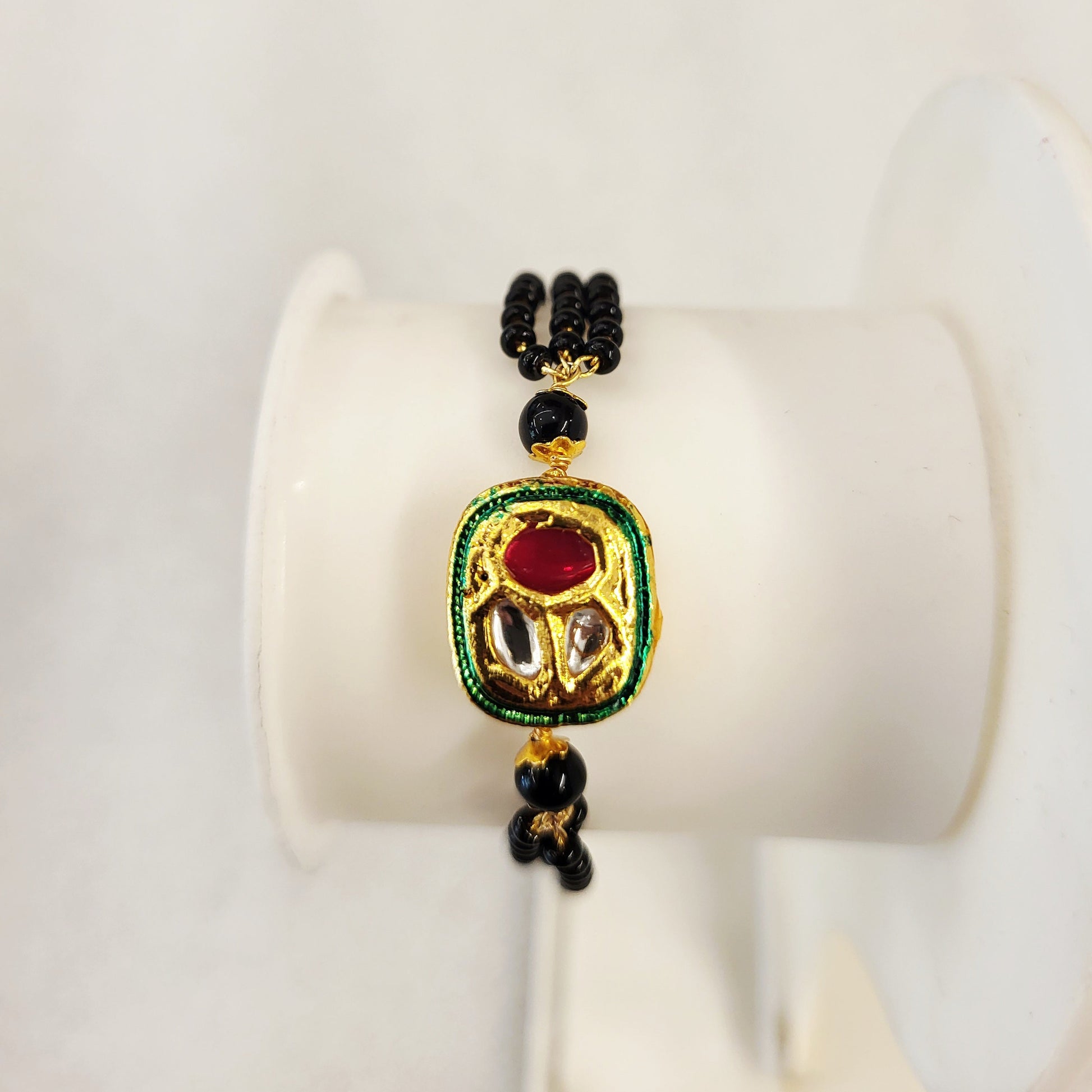 Red Green Meena Mangalsutra Bracelet in Kundan m634 634