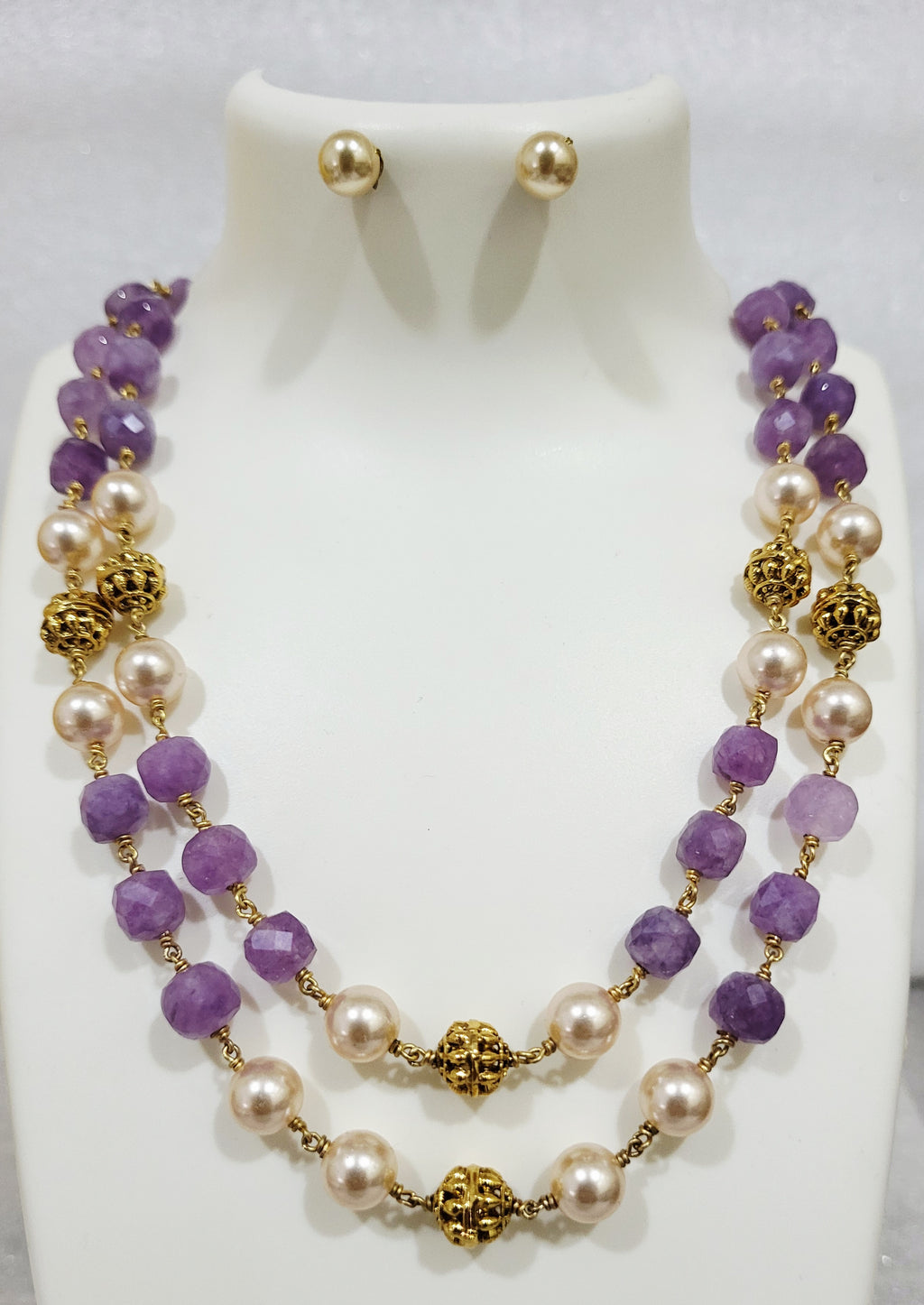 Amethyst Violet Ranihaar with Moti Tops m419 419