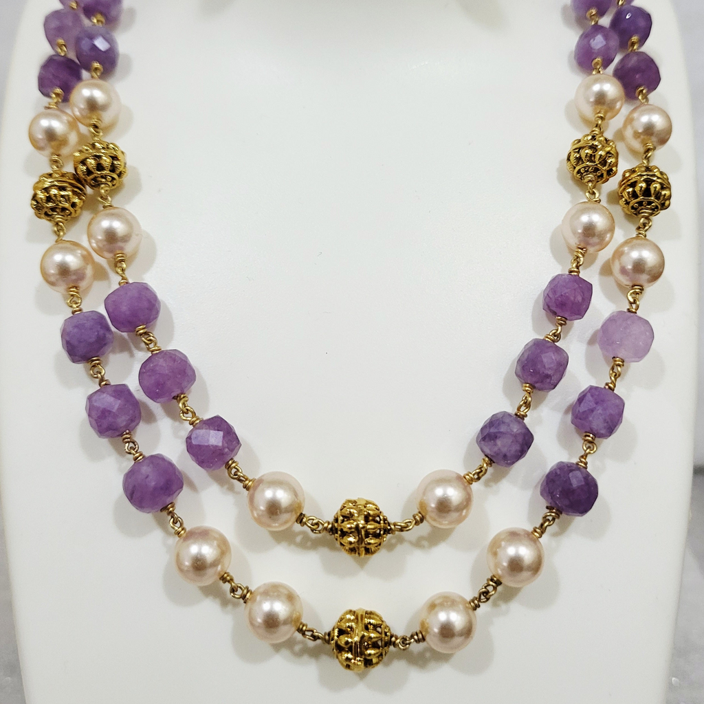 Amethyst Violet Ranihaar with Moti Tops m419 419