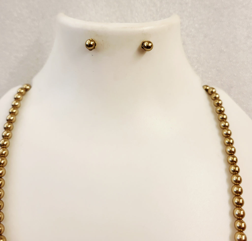 Golden Pearl Strand Necklace Set m642 642
