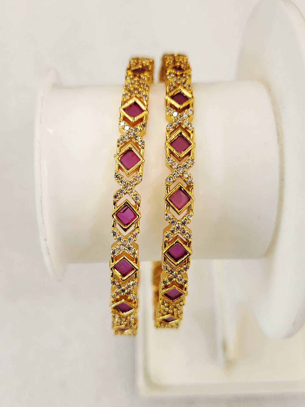 Ruby Pink Diamond Shape Bangles m651 651