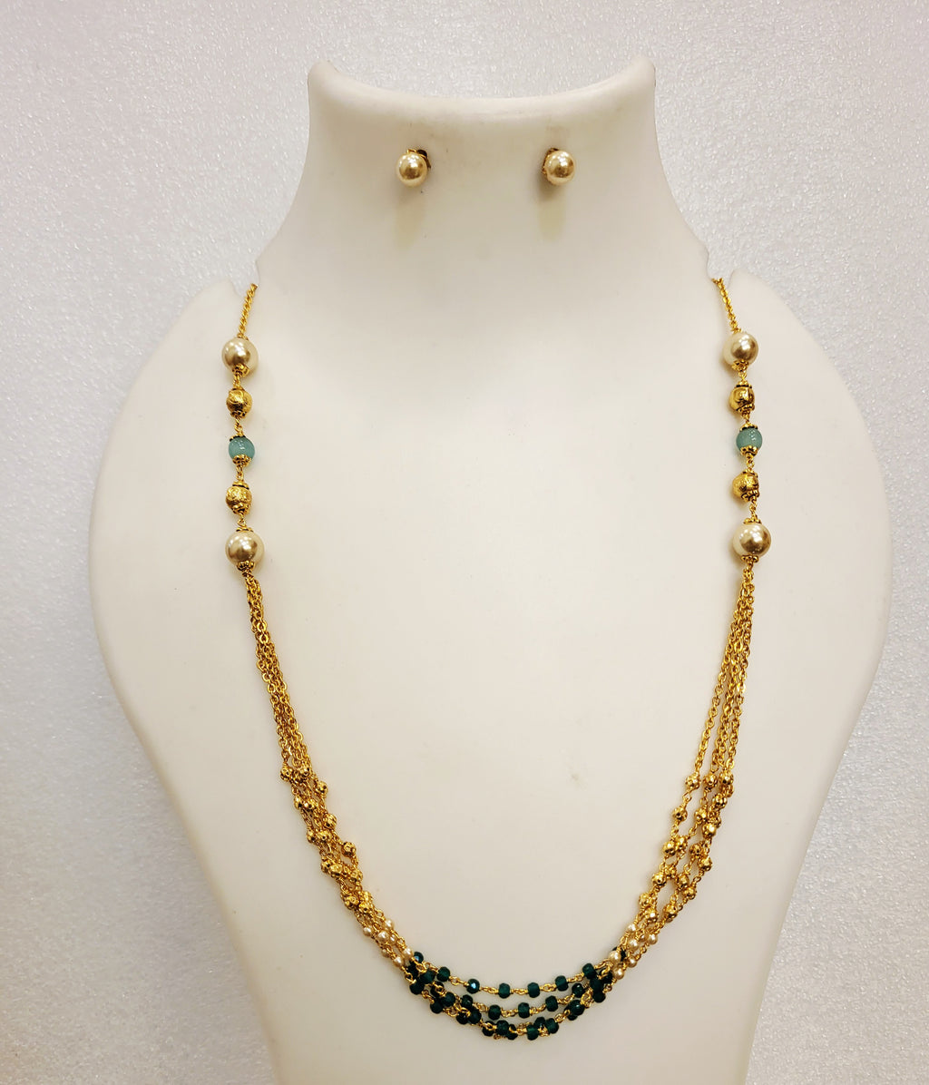 Green Crystal Chain Necklace m675 675