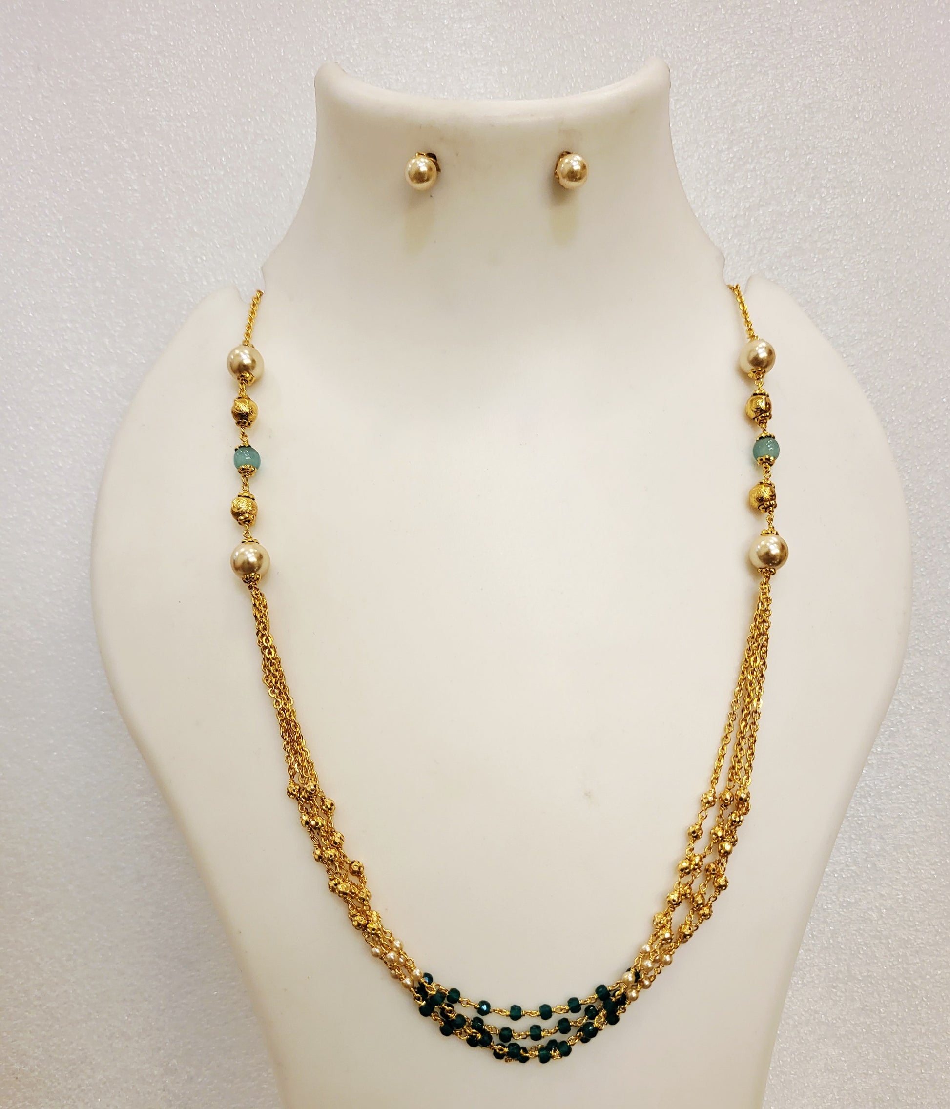 Green Crystal Chain Necklace m675 675