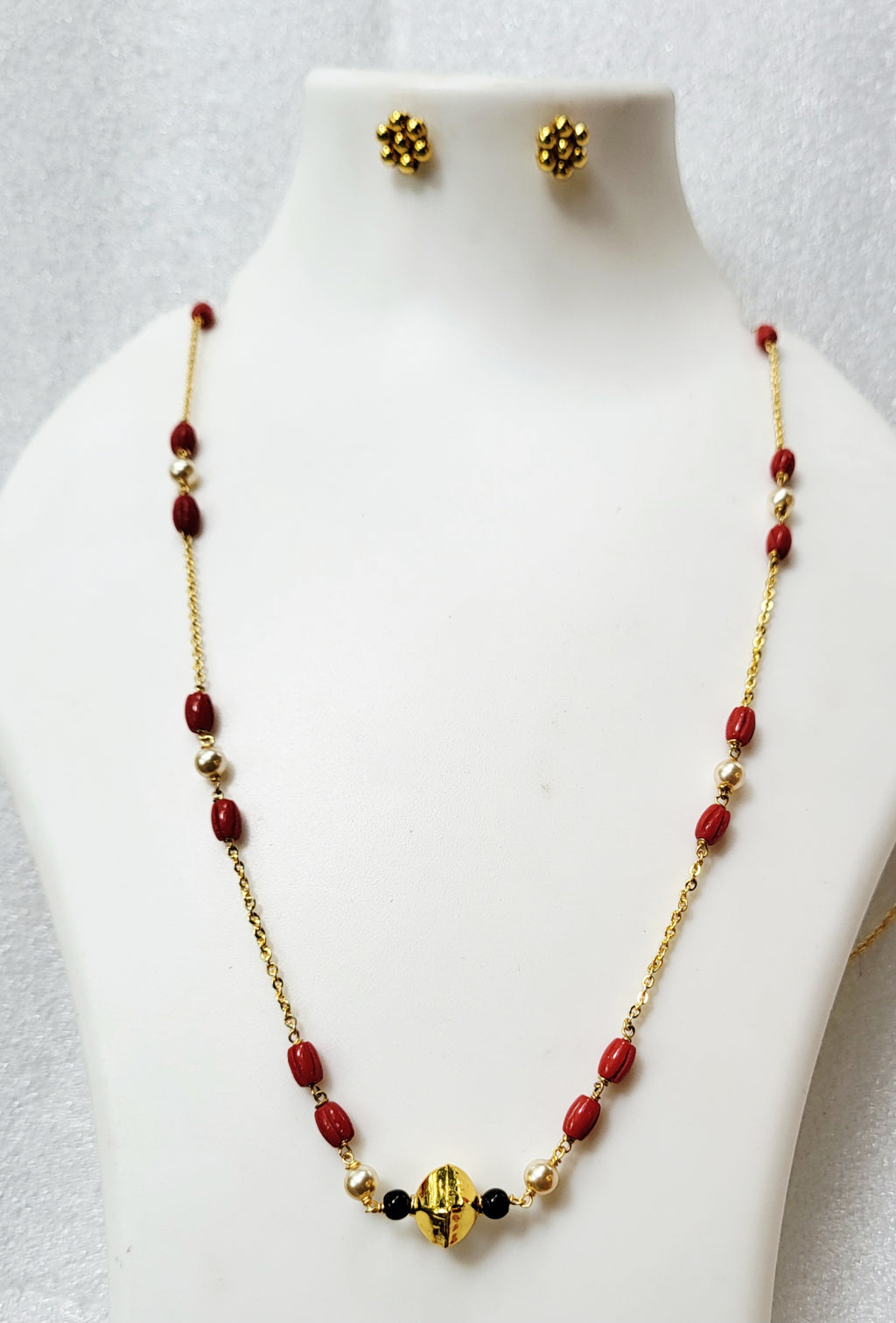 Long Moti Coral Chain Mangalsutra (30 Inches) with Kudi m719 719