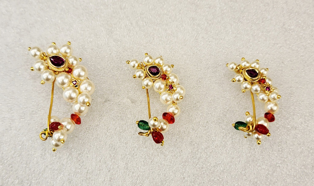 Traditional Maharashtrian Moti Nath (Clip / Pierce) A1101 1101
