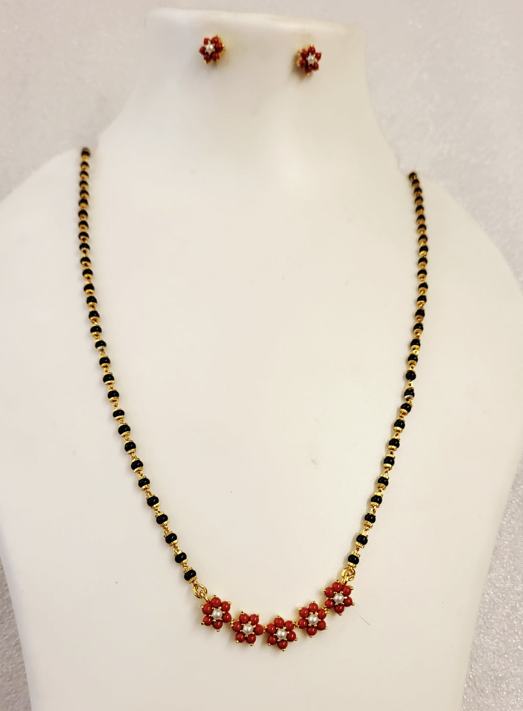5 Moti Coral kudi Long (24 inch) Mangalsutra m733 733