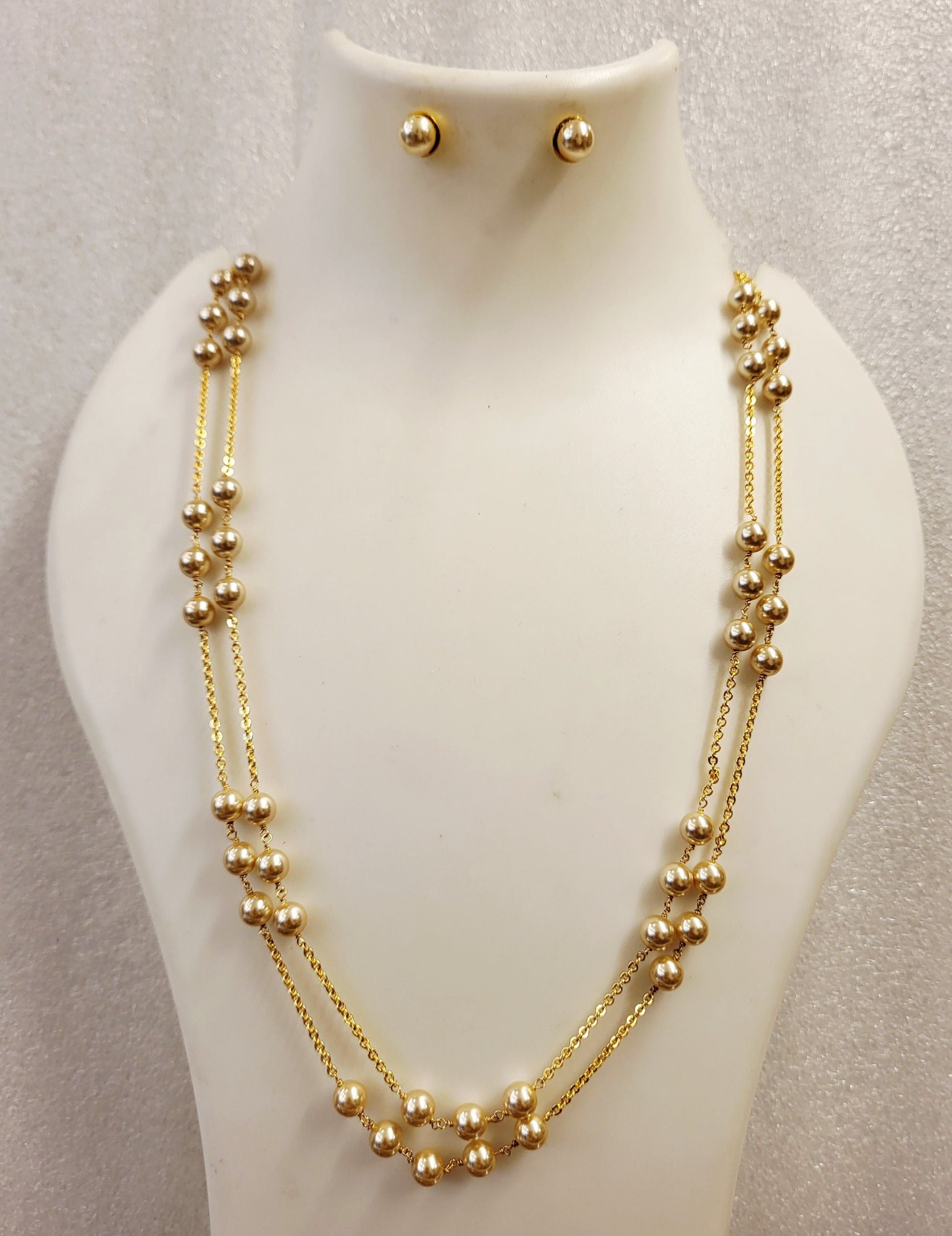 2 Layer Moti Chain Necklace Set m747 747