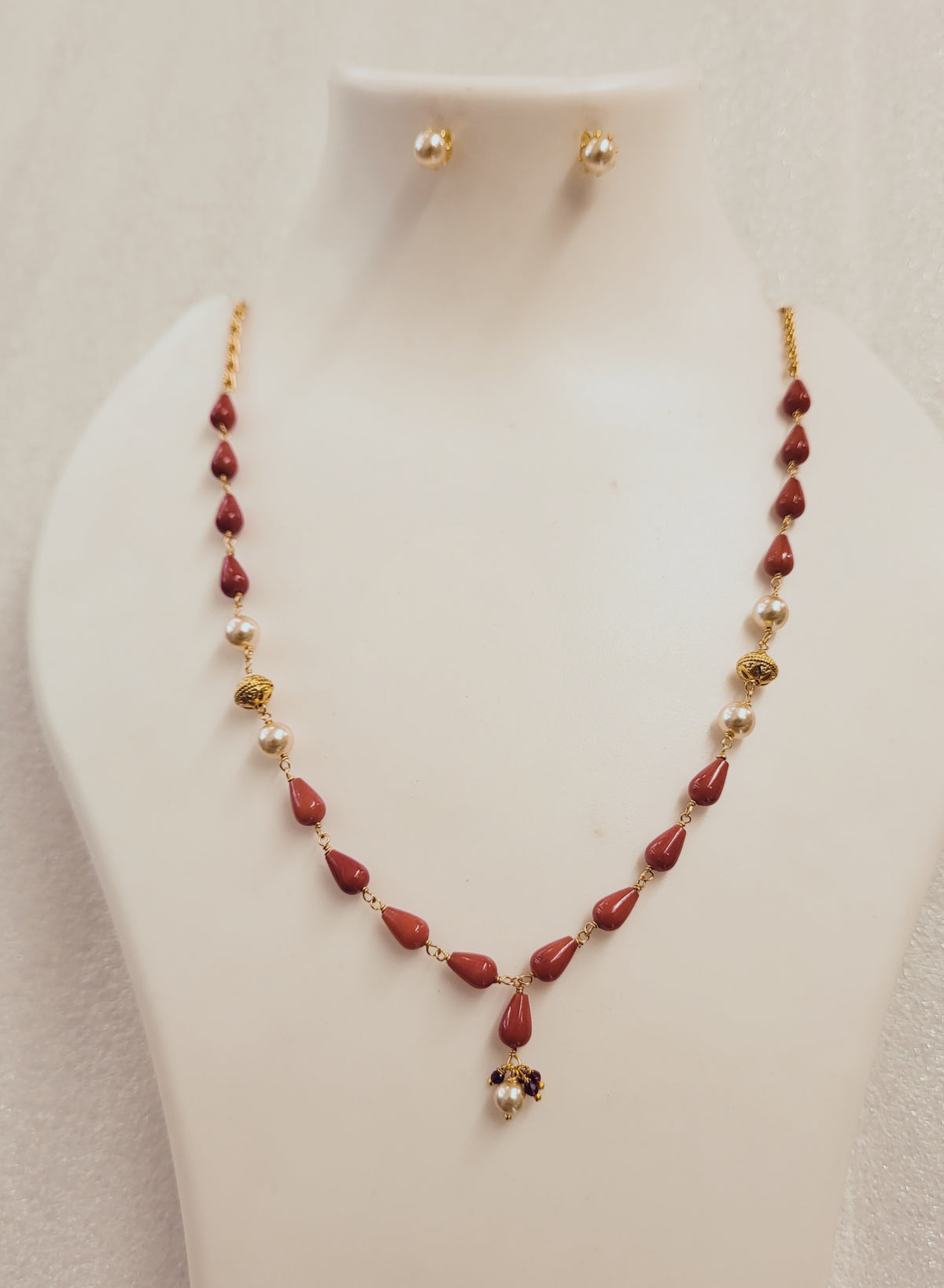 Drop Shape Coral Moti Chain Set m768 768