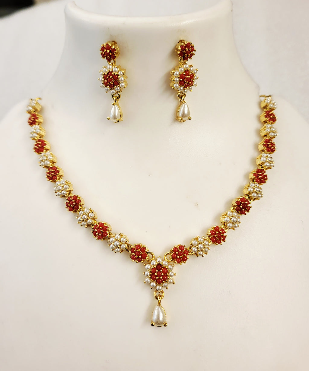 Coral Pearls kudi Necklace Set m771 771
