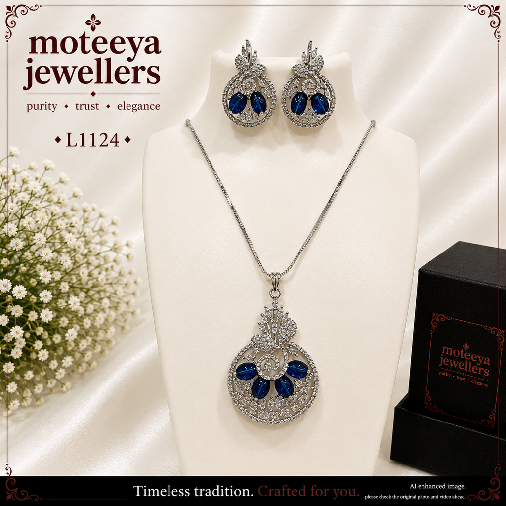 AD silver finish locket set L1124 1124