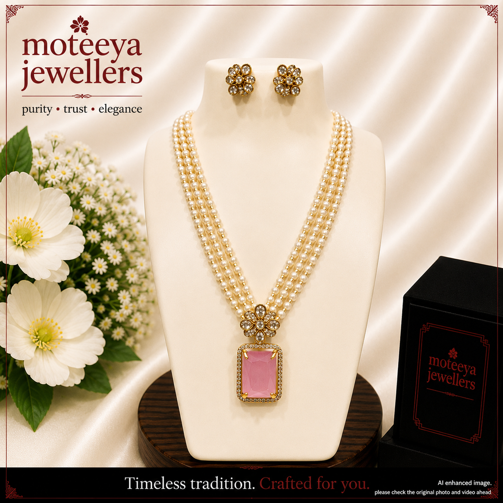 AD single stone locket set with pearl strands L1105 1105
