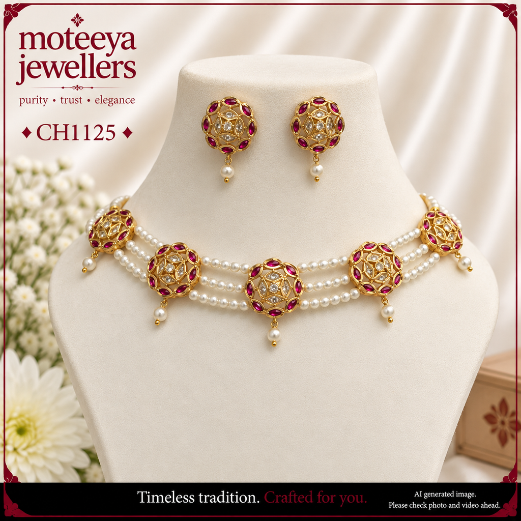 Red white AD Chakri Choker CH1125