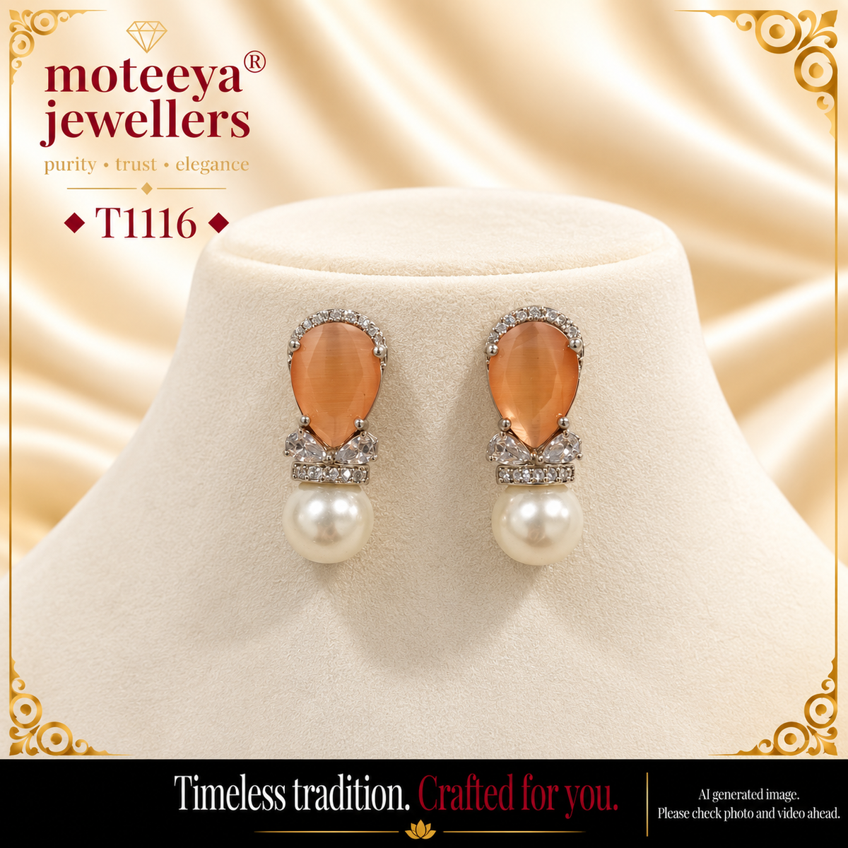 Drop shape stone earing T1116 1116