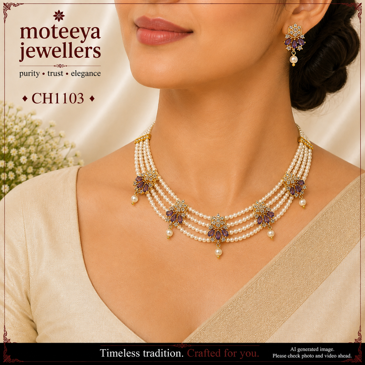 AD and pearl choker CH1103