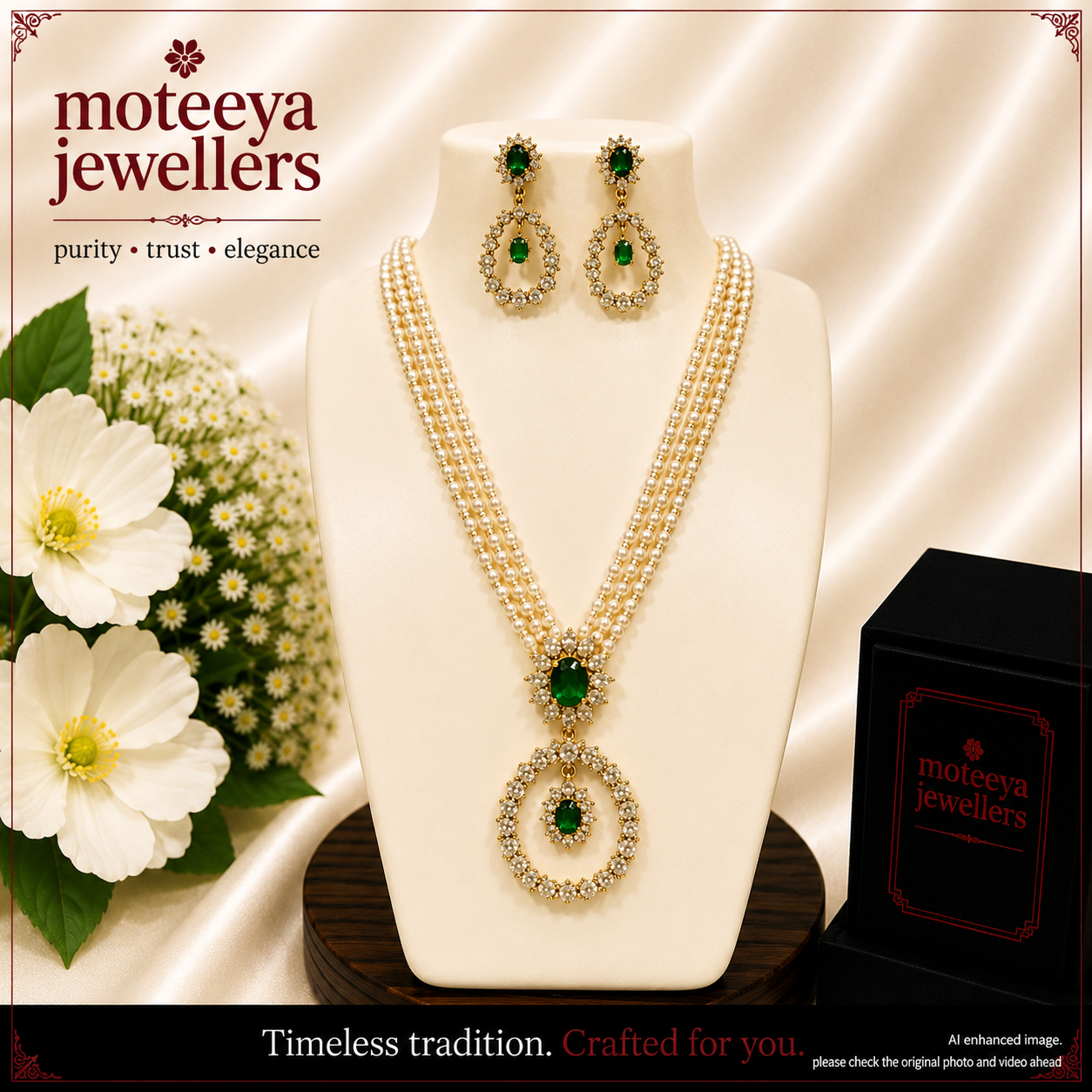 AD Ring Pendulum Locket Set with pearl strands L1104 1104