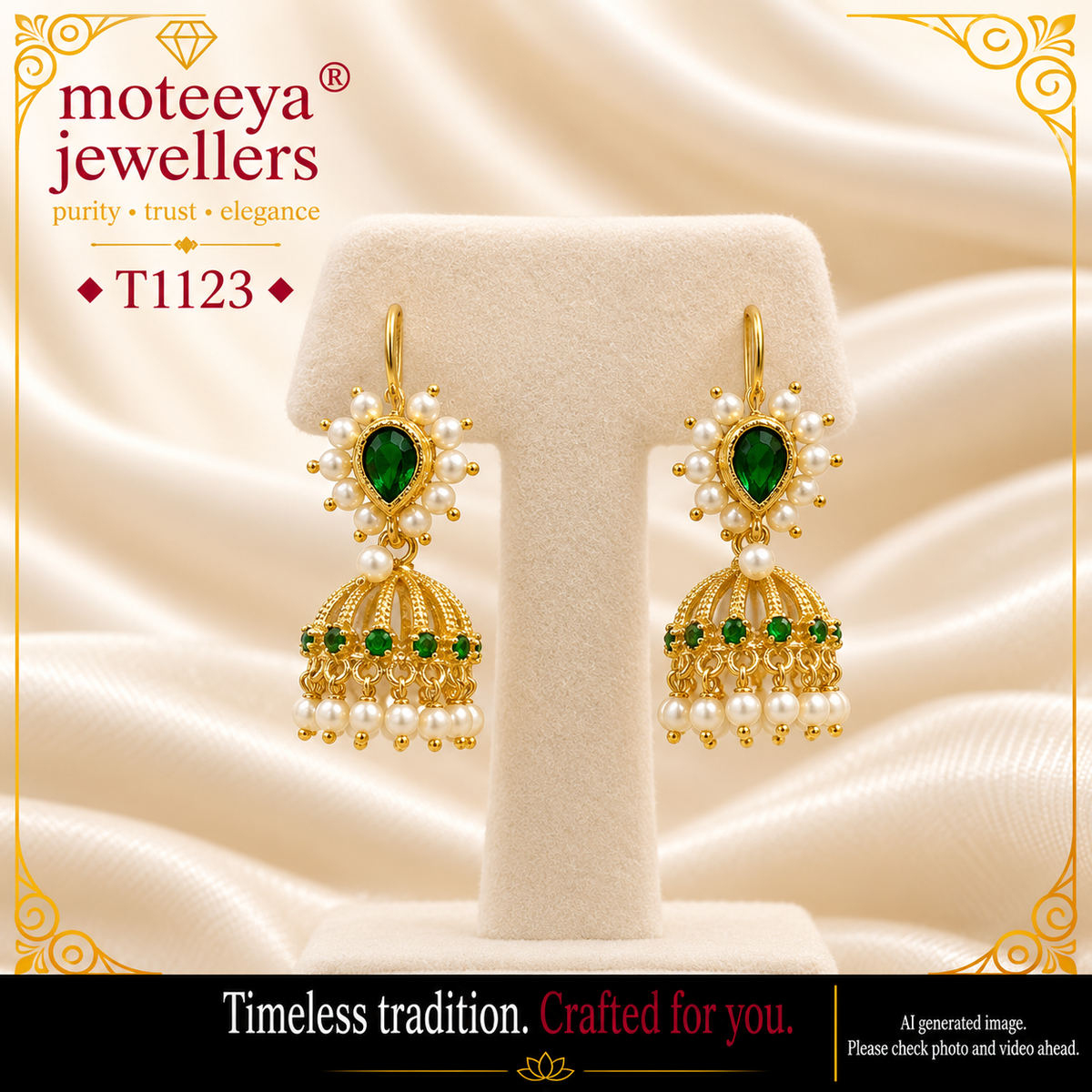 Green and pearl zumkas T1123 1123