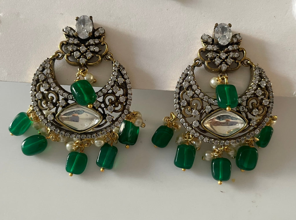 Green and white chandbaali T1114 1114