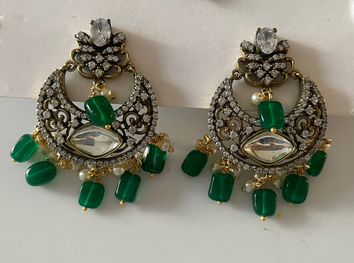 Green and white chandbaali T1114 1114