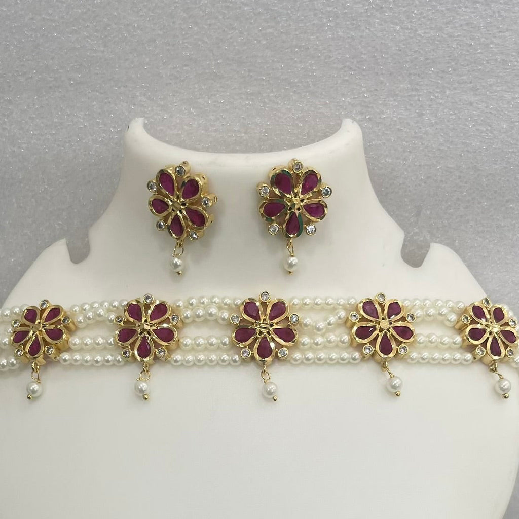 Red flower choker CH1126