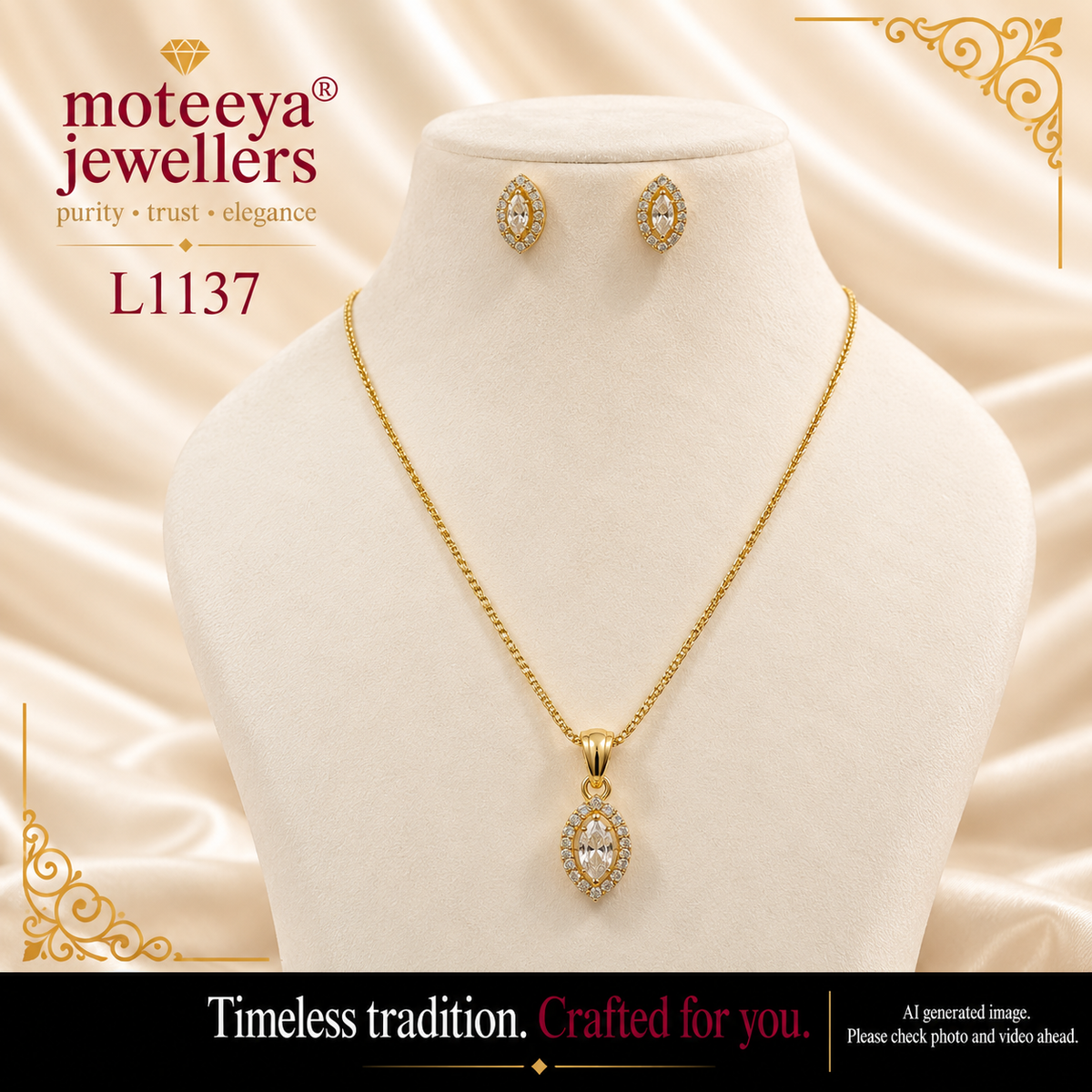 Single stone locket Set L1137 1137