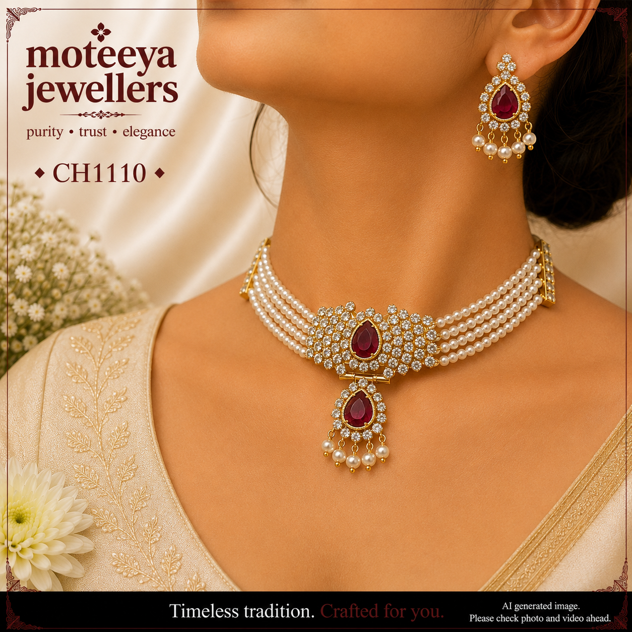 AD pearl drop choker CH1110