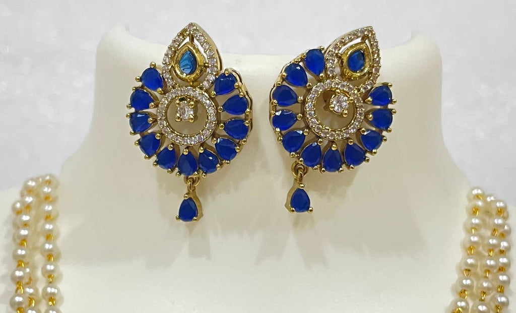 Leaf shaped AD Locket Set with Pearl strands L1103 1103
