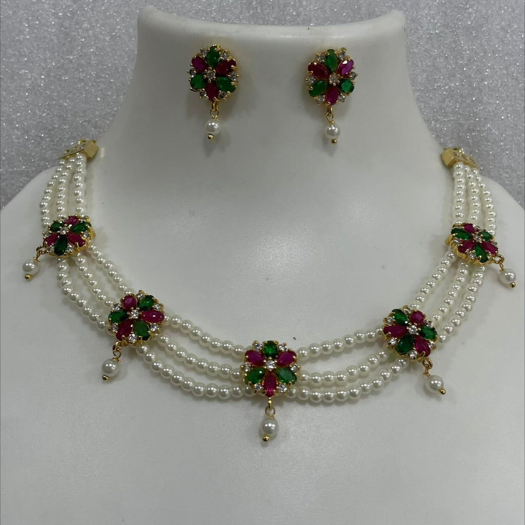 AD and pearl flower Choker CH1122