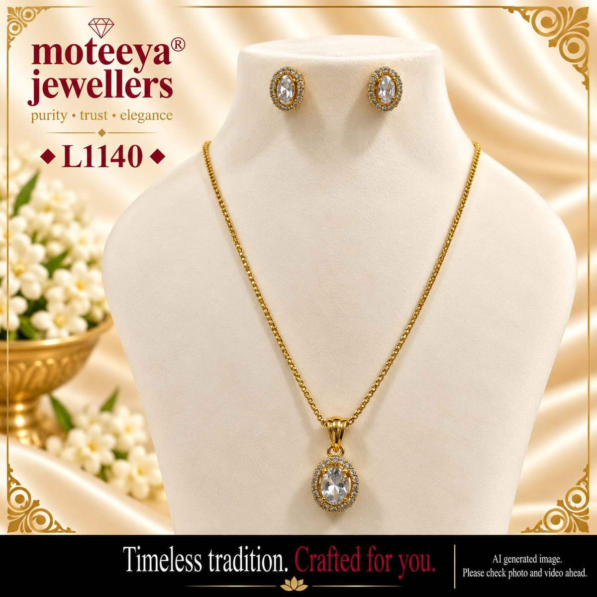 Single stone locket set L1140 1140